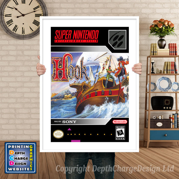 Hook Super Nintendo Game Inspired Theme Retro Gaming Poster