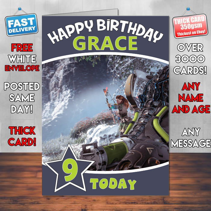 Horizon Zero Dawn Inspired Style Game Kids Inspired Birthday Card (SA)