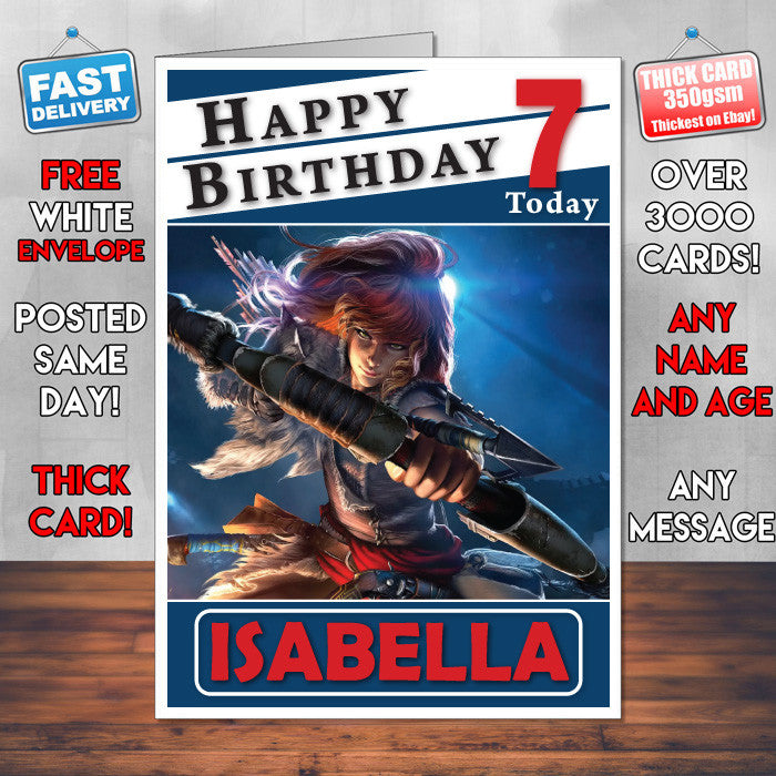 Personalised Horizon Zero Dawn Aloy Inspired Style Game Kids Inspired Birthday Card (SA)