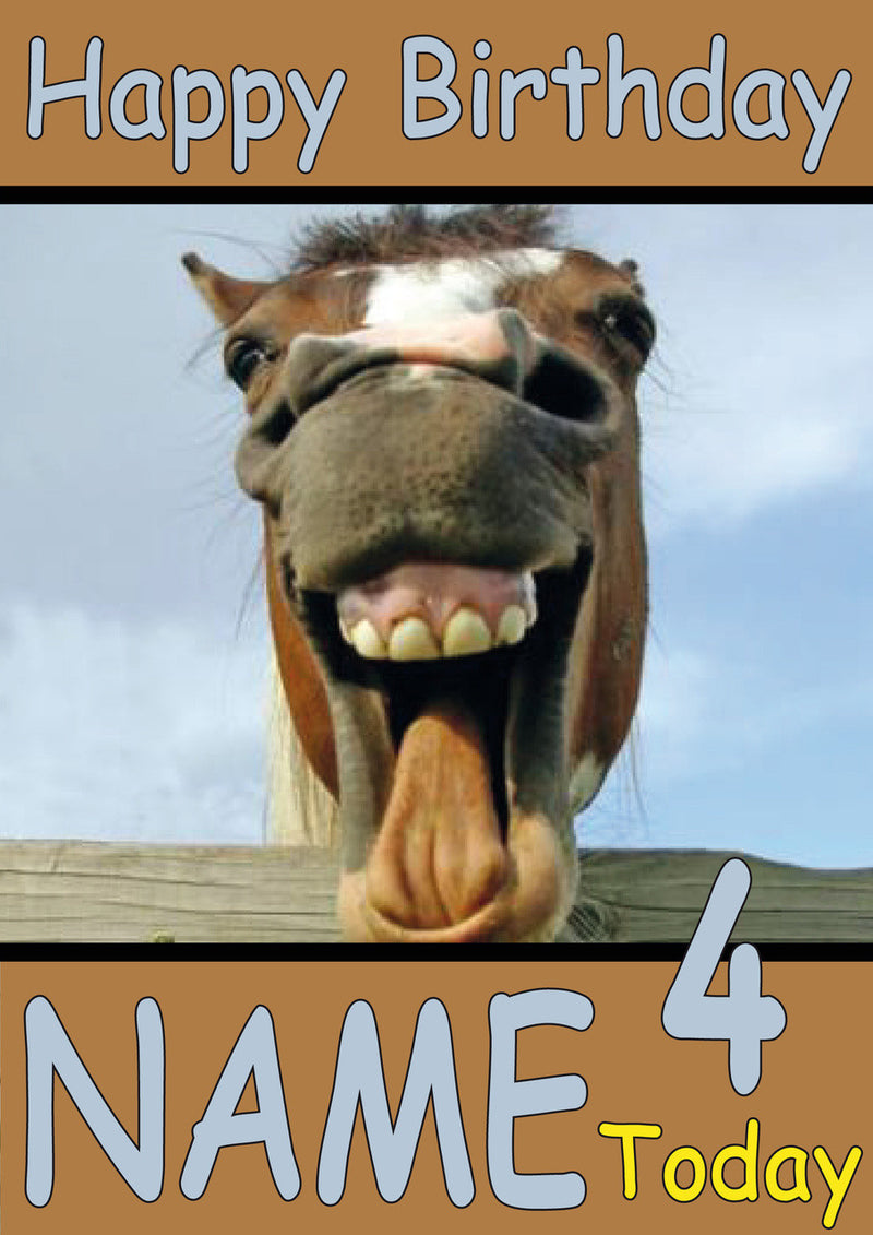 Personalised Horse Selfie Funny Kids Adult Personalised Birthday Card Gift Present