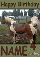 Horse Stuck In Gate Funny Kids Adult Personalised Birthday Card Gift Present