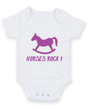 Horses Rock Printed Baby Grow Bodysuit Boy Girl Unisex Gift