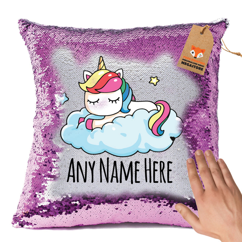 Unicorn Design 1 Personalised Pastel Pink Magic Cushion including cushion insert