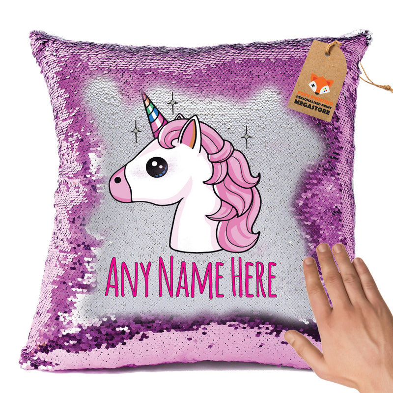 Unicorn Design 2 Personalised Pastel Pink Magic Cushion including cushion insert