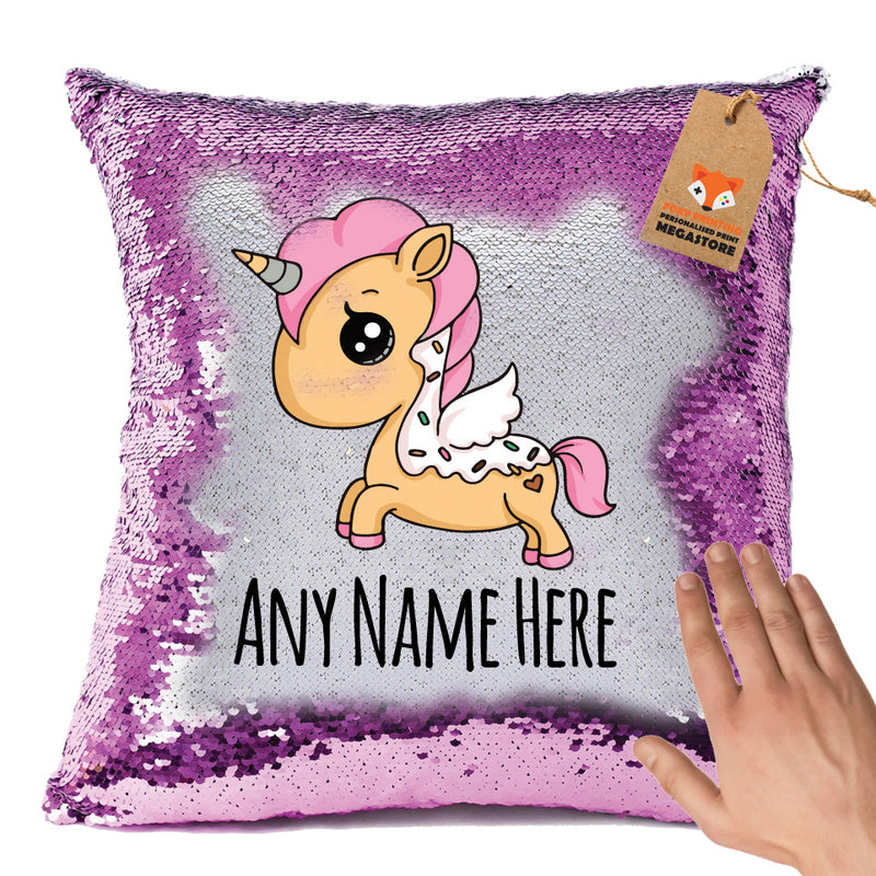 Unicorn Design 3 Personalised Pastel Pink Magic Cushion including cushion insert