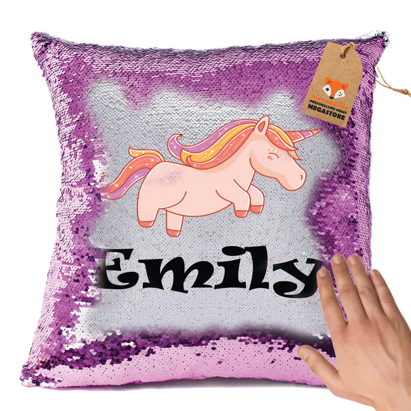 Unicorn 1 BM Personalised Pastel Pink Magic Cushion including cushion insert