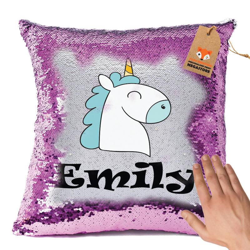 Unicorn 4 BM Personalised Pastel Pink Magic Cushion including cushion insert