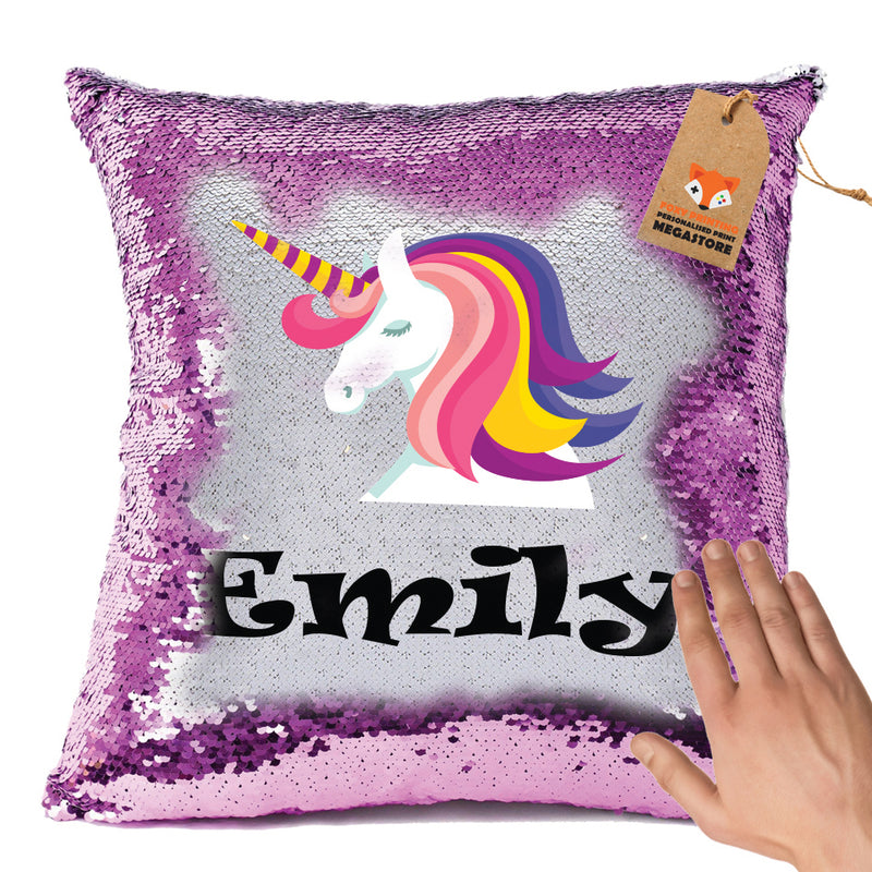 Unicorn 6 BM Personalised Pastel Pink Magic Cushion including cushion insert