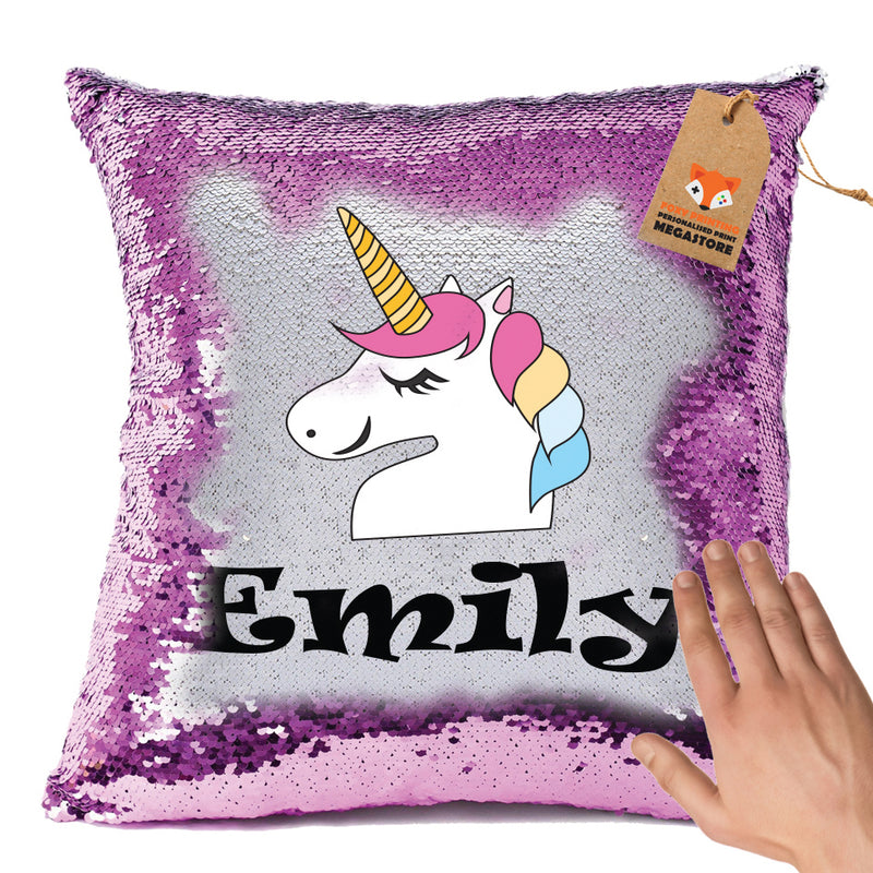 Unicorn 7 BM Personalised Pastel Pink Magic Cushion including cushion insert