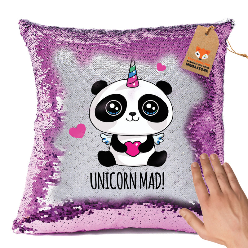 Unicorn Mad Panda Personalised Pastel Pink Magic Cushion including cushion insert