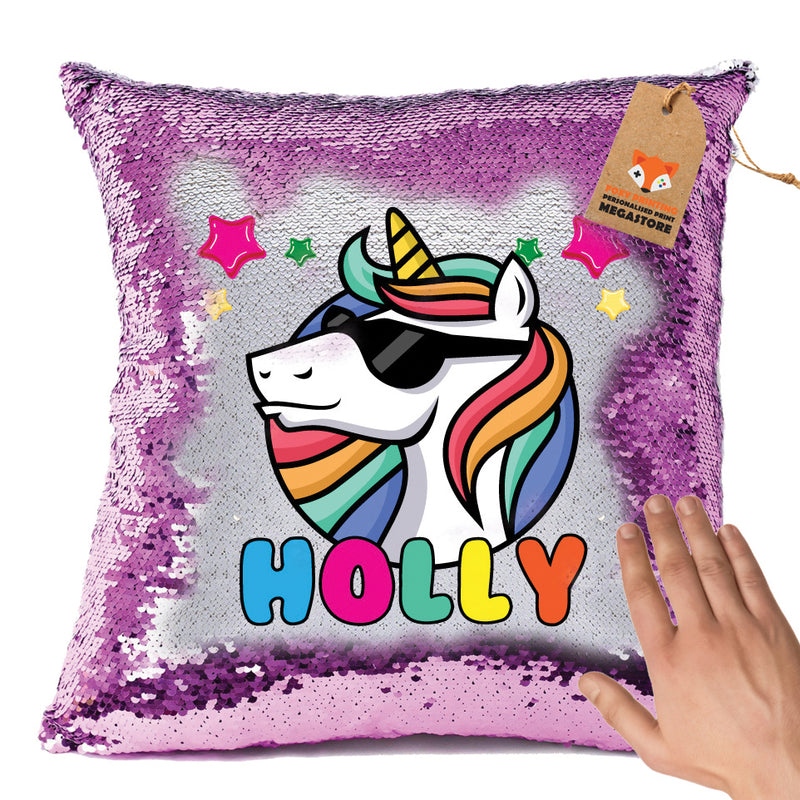 Unicorn 106 Personalised Pastel Pink Magic Cushion including cushion insert