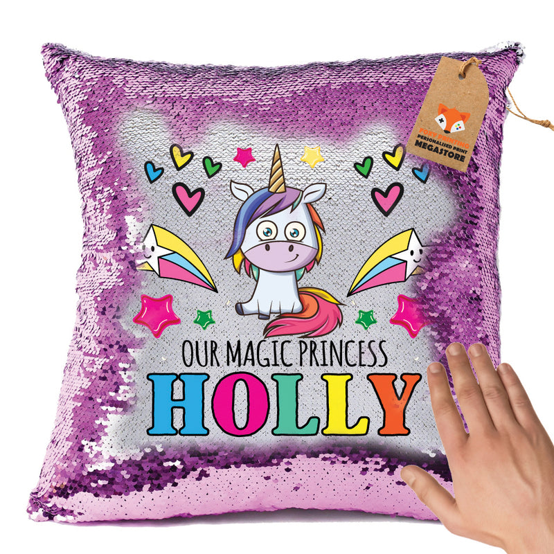 Unicorn 108 Personalised Pastel Pink Magic Cushion including cushion insert