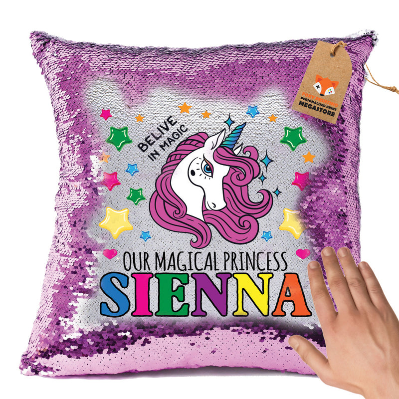 Unicorn 113 Personalised Pastel Pink Magic Cushion including cushion insert