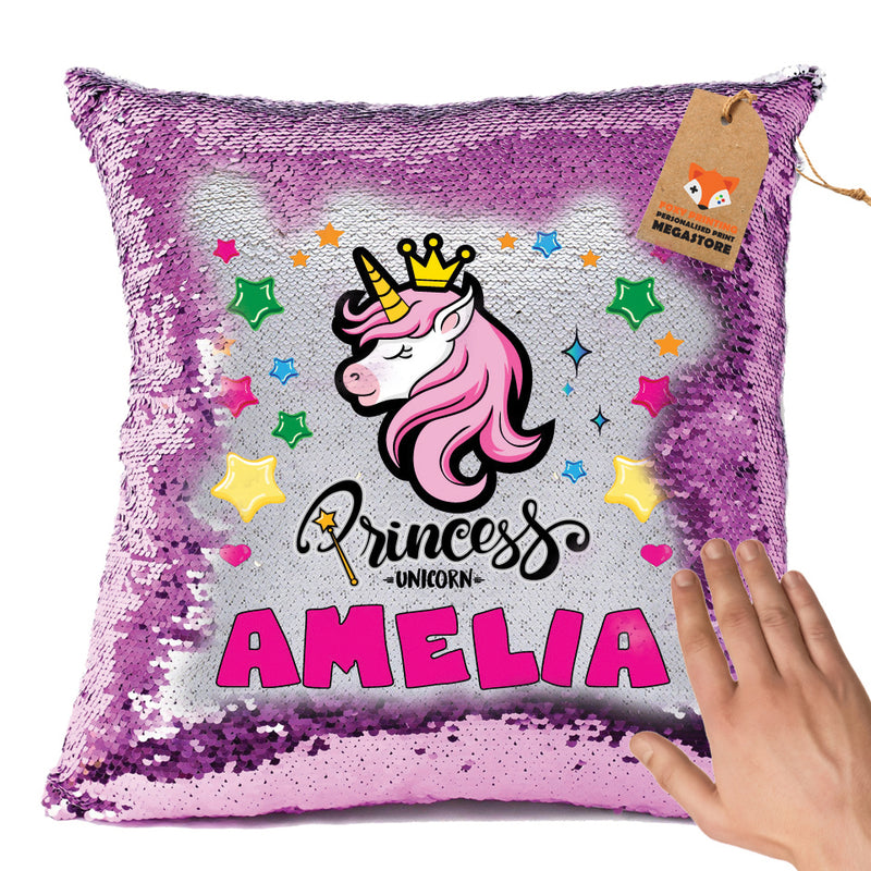 Unicorn 114 Personalised Pastel Pink Magic Cushion including cushion insert