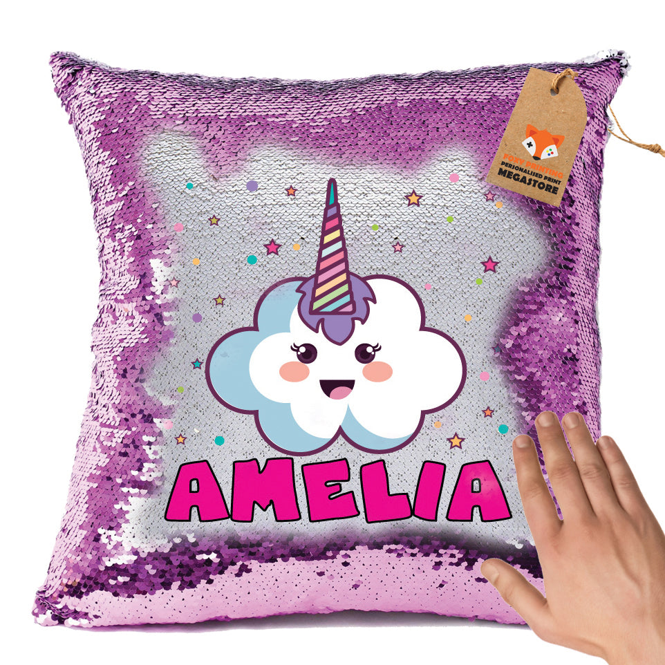 Unicorn 116 Personalised Pastel Pink Magic Cushion including cushion insert