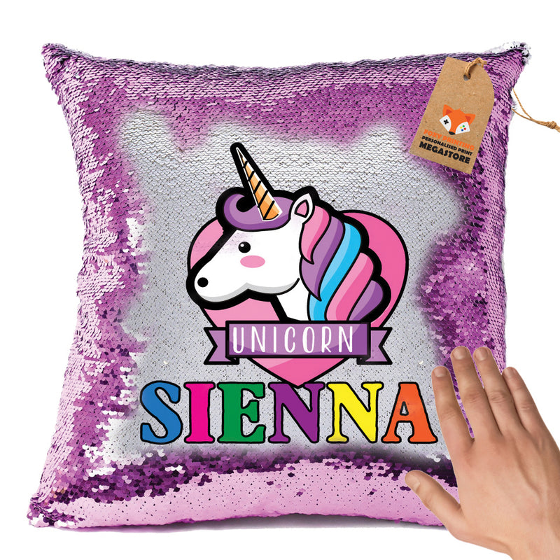 Unicorn 117 Personalised Pastel Pink Magic Cushion including cushion insert