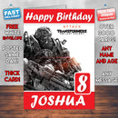 Hound Transformers The Last Knight 2017 Theme Style Personalised Kids Inspired Movie Birthday Card (SA)