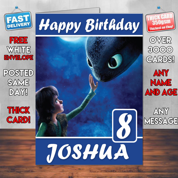 How To Train Your Dragon 2010 Theme Style Personalised Kids Inspired Movie Birthday Card (SA)
