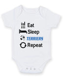 Huddersfield Eat Sleep Repeat Football Fan Baby Grow Bodysuit