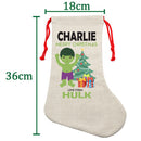 PERSONALISED Cartoon Inspired Super Hero GREEN MONSTER CHARLIE HIGH QUALITY Large CHRISTMAS STOCKING - Any Name you want!