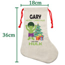 PERSONALISED Cartoon Inspired Super Hero GREEN MONSTER GARY HIGH QUALITY Large CHRISTMAS STOCKING - Any Name you want!