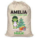PERSONALISED Cartoon Inspired Super Hero GREEN MONSTER Girl - XL Children's Christmas Santa Sack CUSTOMISE Present