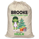 PERSONALISED Cartoon Inspired Super Hero GREEN MONSTER Girl BROOKE - XL Children's Christmas Santa Sack CUSTOMISE Present