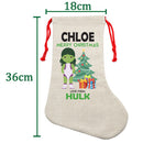 PERSONALISED Cartoon Inspired Super Hero GREEN MONSTER Girl CHLOE HIGH QUALITY Large CHRISTMAS STOCKING - Any Name you want!