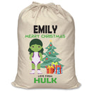 PERSONALISED Cartoon Inspired Super Hero GREEN MONSTER Girl EMILY - XL Children's Christmas Santa Sack CUSTOMISE Present