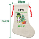 PERSONALISED Cartoon Inspired Super Hero GREEN MONSTER Girl FAYE HIGH QUALITY Large CHRISTMAS STOCKING - Any Name you want!