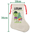 PERSONALISED Cartoon Inspired Super Hero GREEN MONSTER LOGAN HIGH QUALITY Large CHRISTMAS STOCKING - Any Name you want!