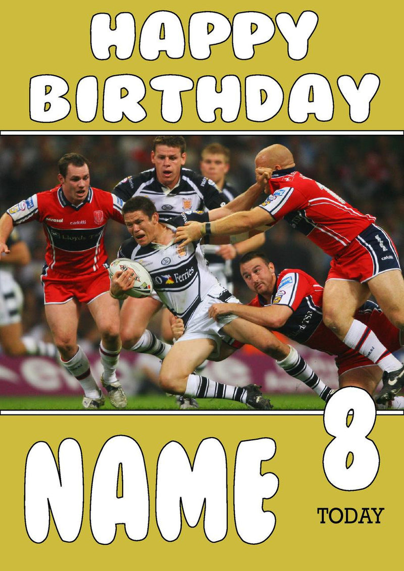 Personalised Hull FC Fan TEAM THEME INSPIRED Kids Adult Birthday Card 3