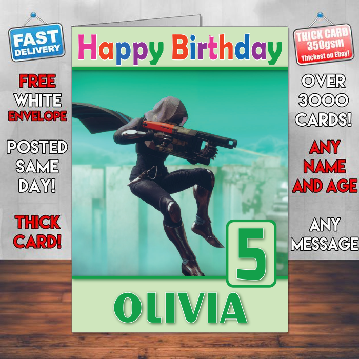 Personalised Hunter Destiny 2 Inspired Style Game Kids Inspired Birthday Card (SA)