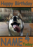 Husky Licking Window Funny Kids Adult Personalised Birthday Card Gift Present