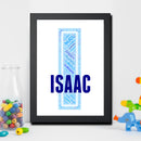 Personalised Name Word Art Poster Print Blue Letter I