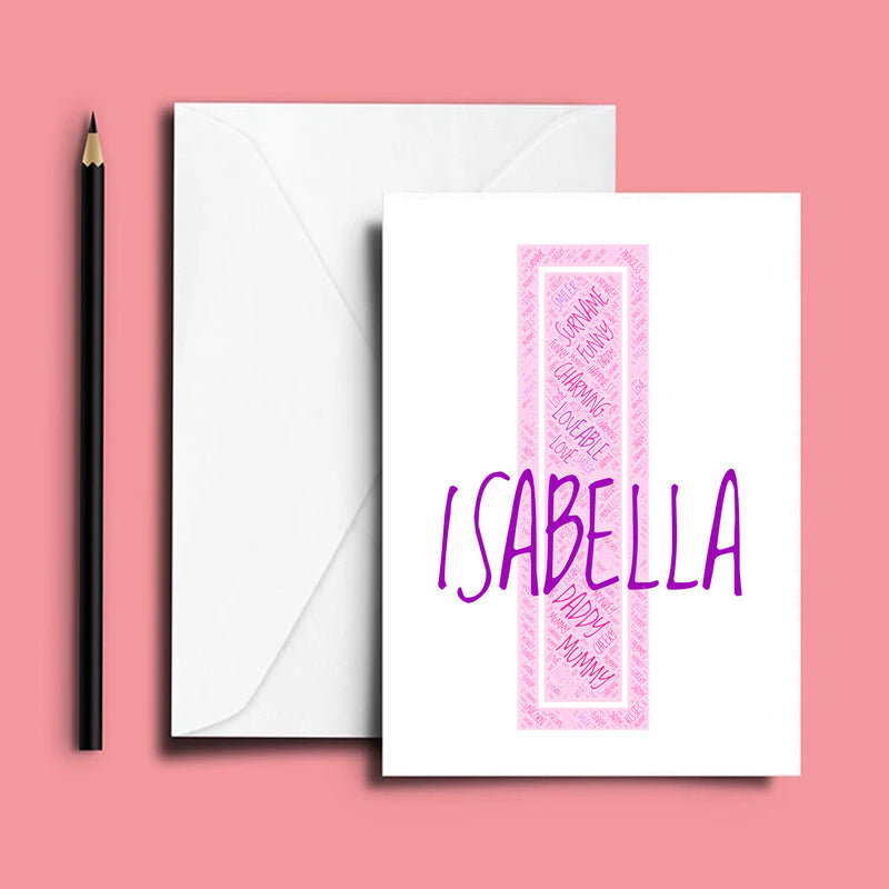 Personalised Name Word Art Poster Print Pink Letter I