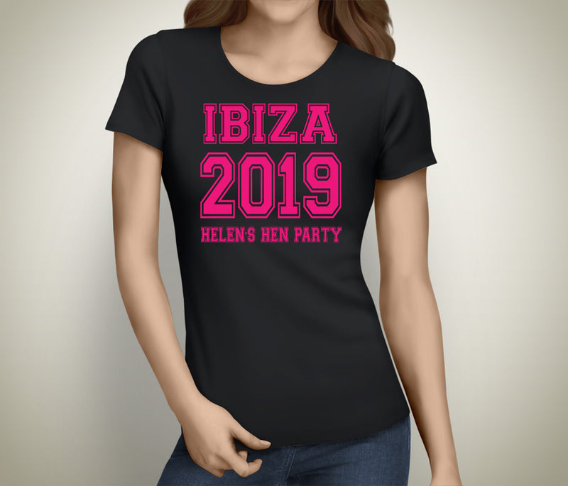 Ibiza Party Colour Custom Hen T-Shirt - Any Name - Party Tee