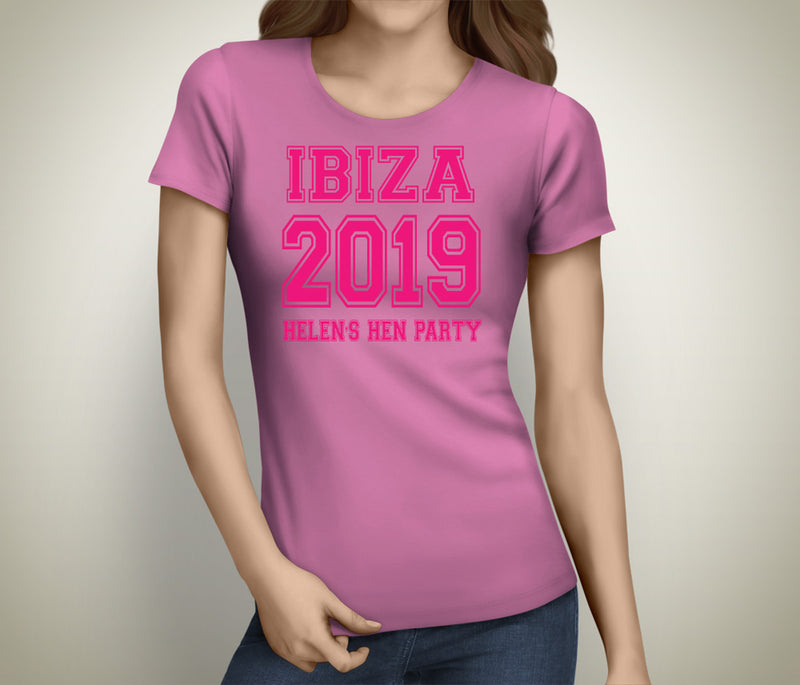 Ibiza Party Colour Custom Hen T-Shirt - Any Name - Party Tee