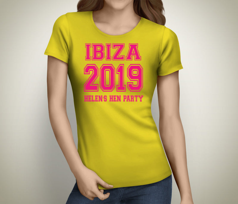 Ibiza Party Colour Custom Hen T-Shirt - Any Name - Party Tee