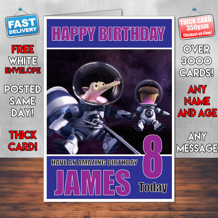 ICE AGE COLLISION COURSE 2 Bmtheme INSPIRED Style PERSONALISED Kids Adult FUNNY Birthday Card