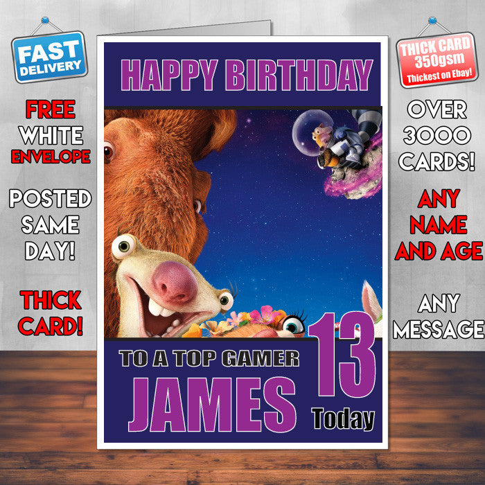 ICE AGE COLLISION COURSE BM2 THEME INSPIRED Style PERSONALISED Kids Adult FUNNY Birthday Card