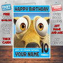 ICE AGE SCRAT SJ THEME INSPIRED Style PERSONALISED Kids Adult FUNNY Birthday Card