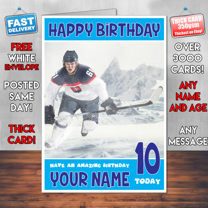 ICE HOCKEY BM1 THEME INSPIRED Kids Adult Personalised Birthday Card Birthday Card