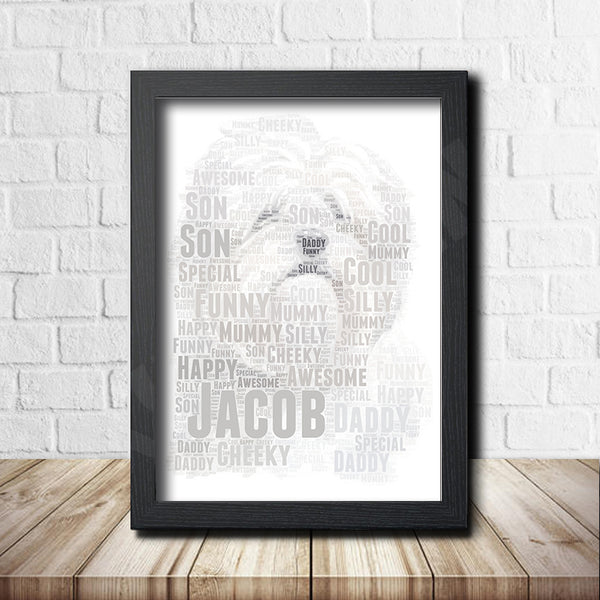 Personalised Lhasa Apso word art print in a black frame