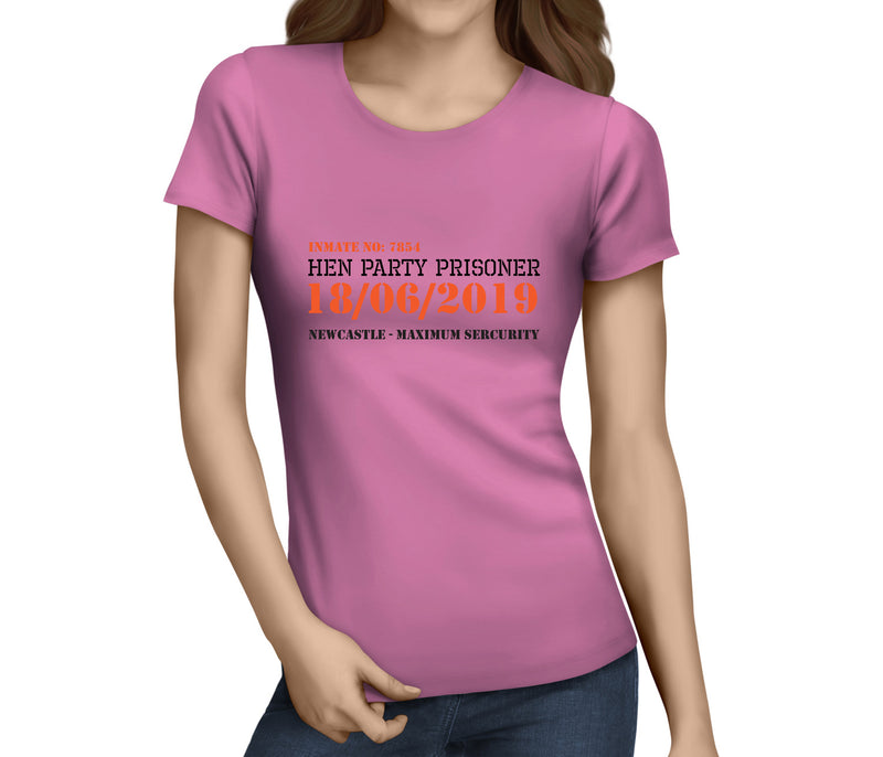 Inmate Hen Prisoner Colour Custom Hen T-Shirt - Any Name - Party Tee