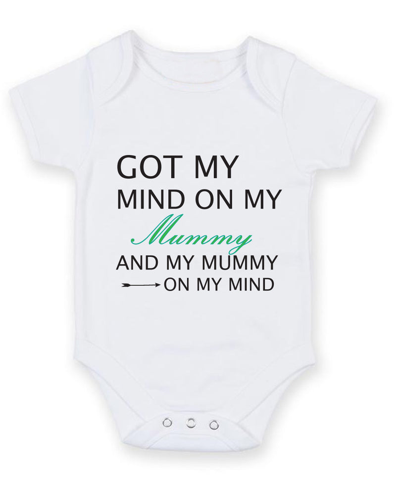 I Got My Mind On My Mummy and My Mummy On My Mind Baby Grow Bodysuit