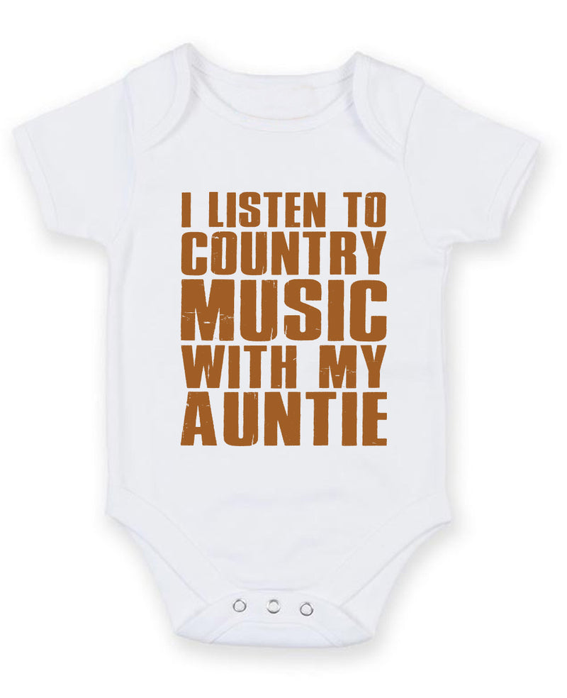 I Listen to Country Music With My Auntie Baby Grow Bodysuit