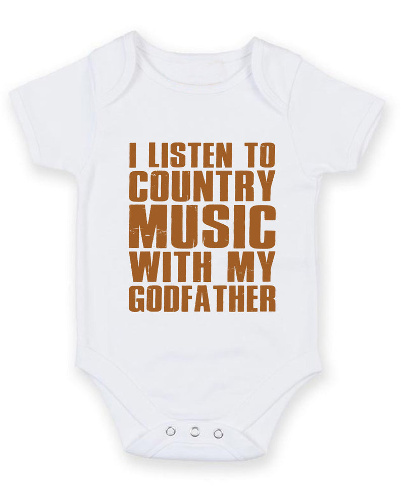 I Listen to Country Music With My Godfather Baby Grow Bodysuit