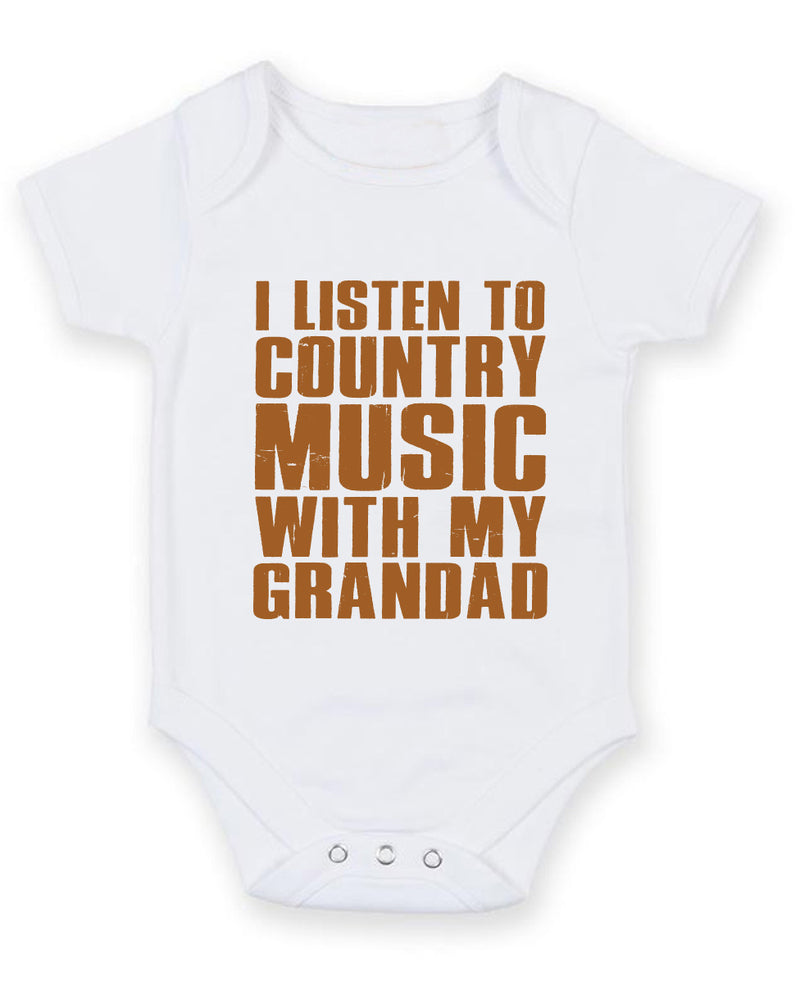 I Listen to Country Music With My Grandad Baby Grow Bodysuit