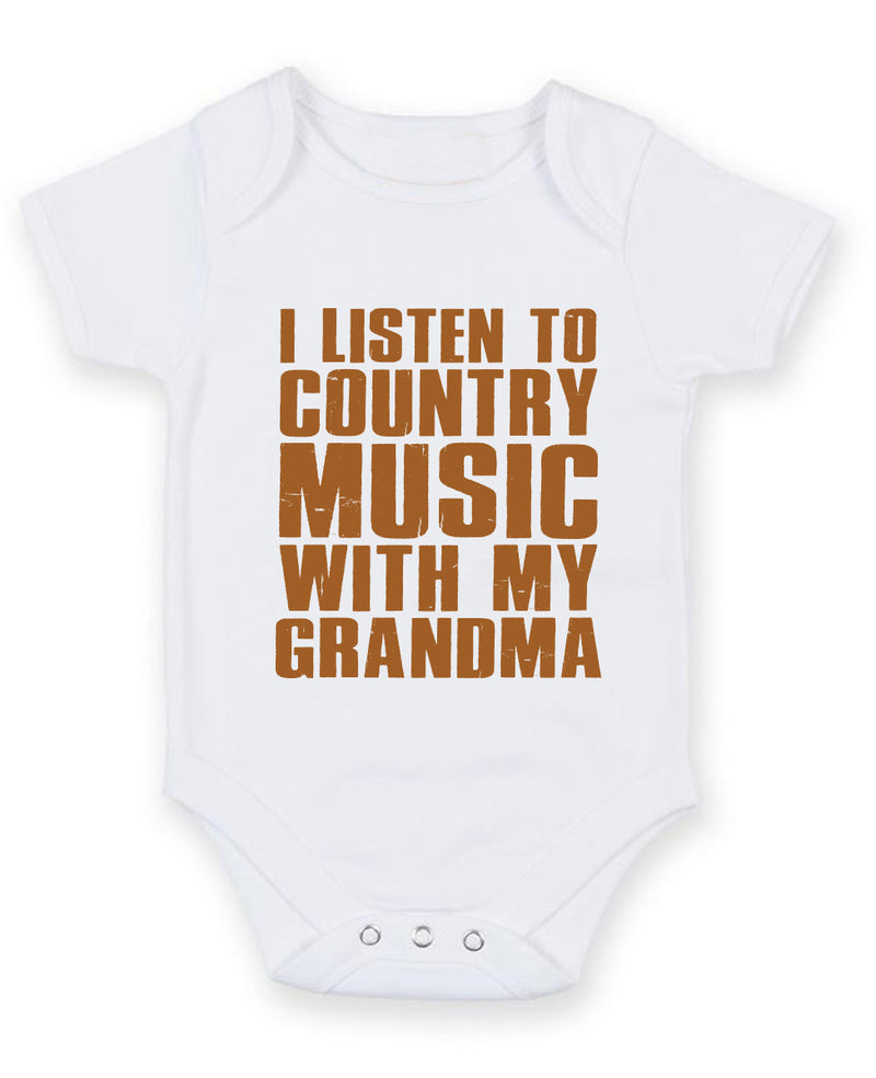 I Listen to Country Music With My Grandma Baby Grow Bodysuit